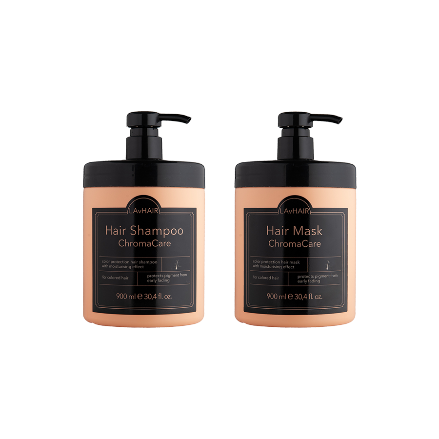 LAVHAIR ChromaCare: boyalı saçlar için renk koruma ve nemlendirici etkili set (900ml+900ml)