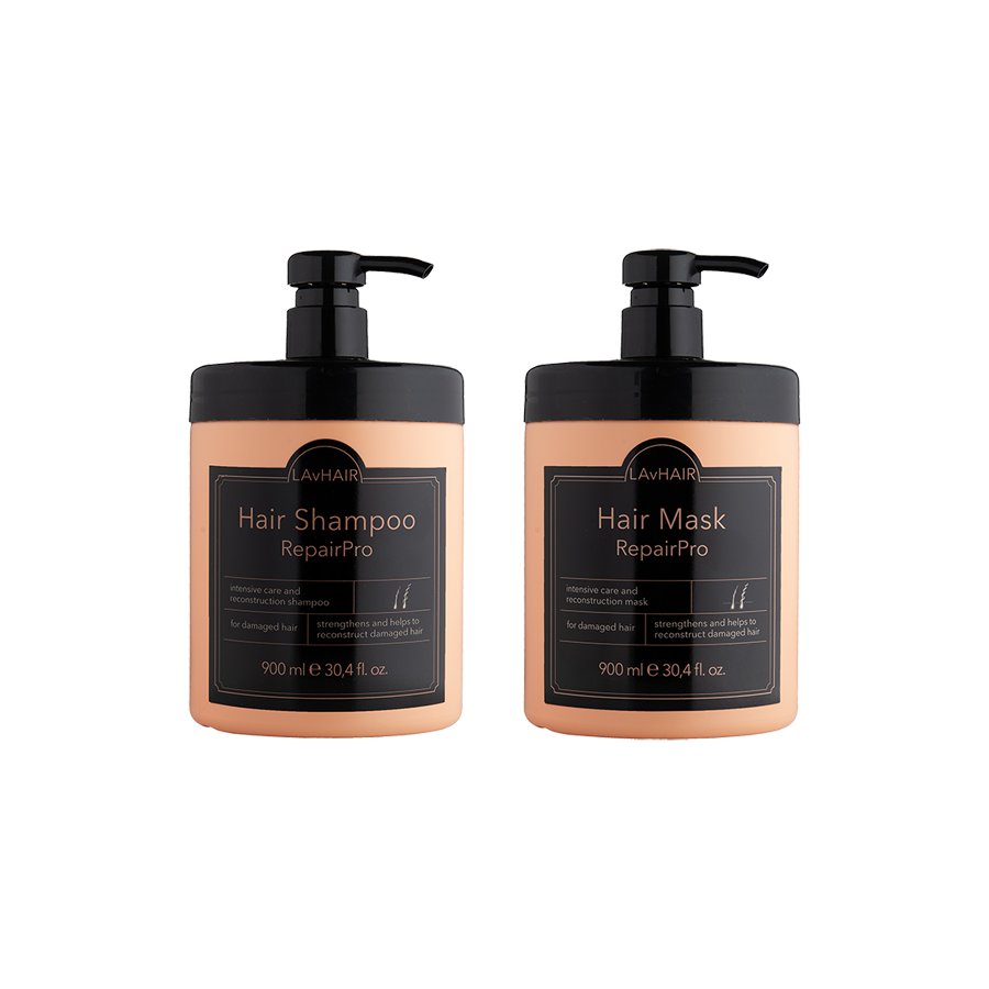 LAVHAIR RepairPro: yıpranmış saçların yoğun bakımı ve yeniden onarılması için set (900ml+900ml)