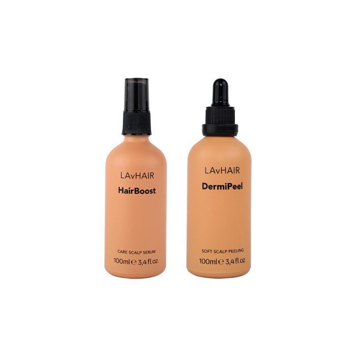 Profesyonel saç derisi bakım seti: DermiPeel peeling + HairBoost serumu