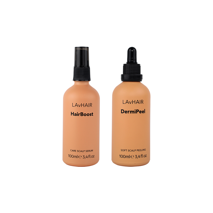 Profesyonel saç derisi bakım seti: DermiPeel peeling + HairBoost serumu